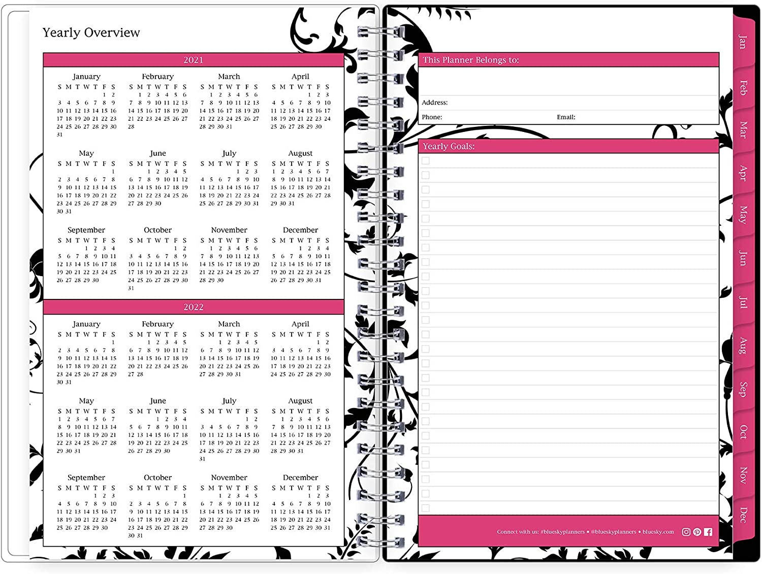 Blue Sky 2021 Weekly & Monthly Planner, Flexible Cover, Twin-Wire Binding, 8.5" x 11", Analeis (124091) - Image 4